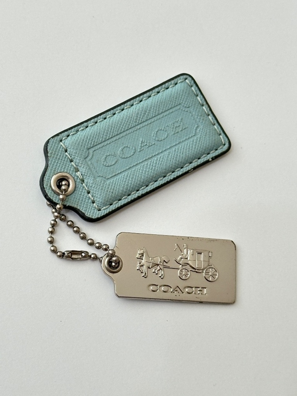 Coach Mint Blue Leather and Silver Hardware Hangtag